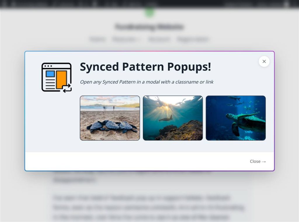 A popup using a Kadence block